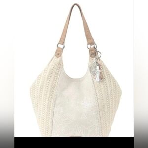Sakroots The Sak Roma Shopper.  Chic Cream Shoulder Bag with Floral Design.